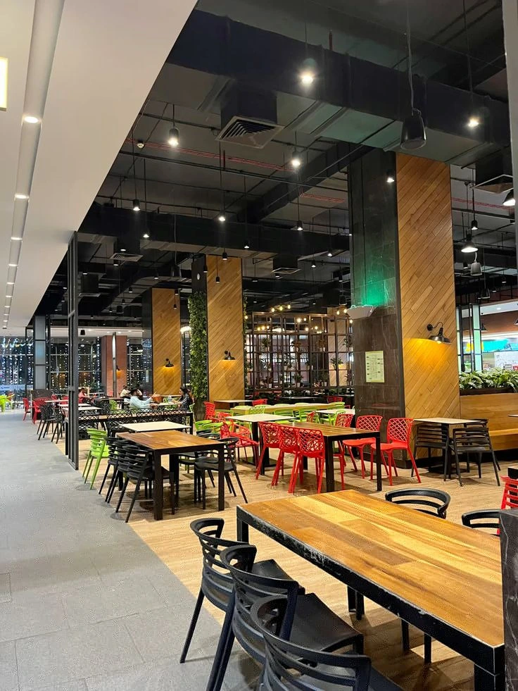 Food court and cafe area exterior